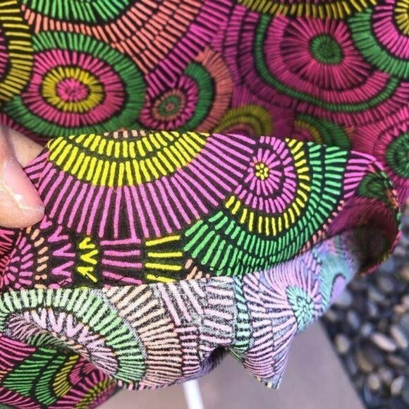 Shift Dress Womens Colorful Collared Cotton Pink Green Back Zip Contrasting Trim - Picture 8 of 12